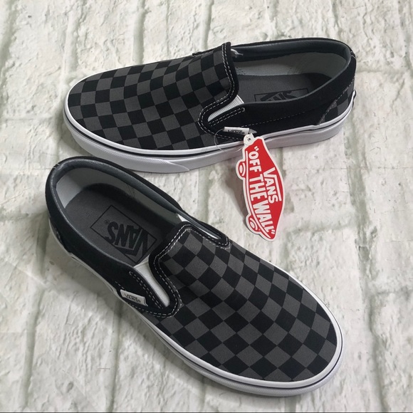 vans classic slip on black pewter check